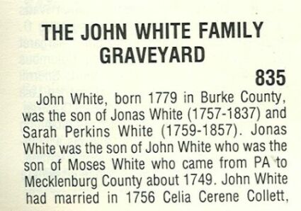 John White Cemetery Article