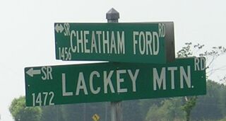 Intersection of Cheatham Ford Rd and Lackey Mountain Rd