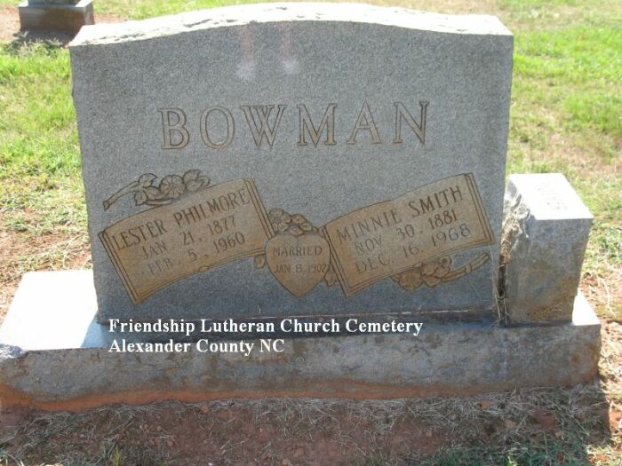 Lester & Minnie Bowman Headstone - Friendship