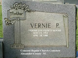 Vernie P  Moose Headstone