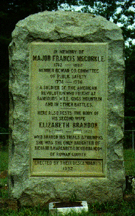 Francis McCorkle Memorial Stone