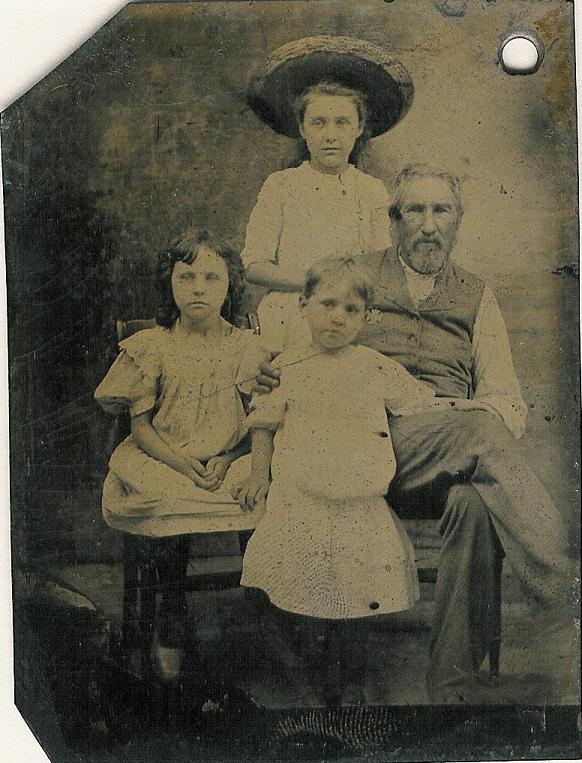 George Washington Rhodes, with his grandchildren: Myrtle, Eva & Bess RHODES.