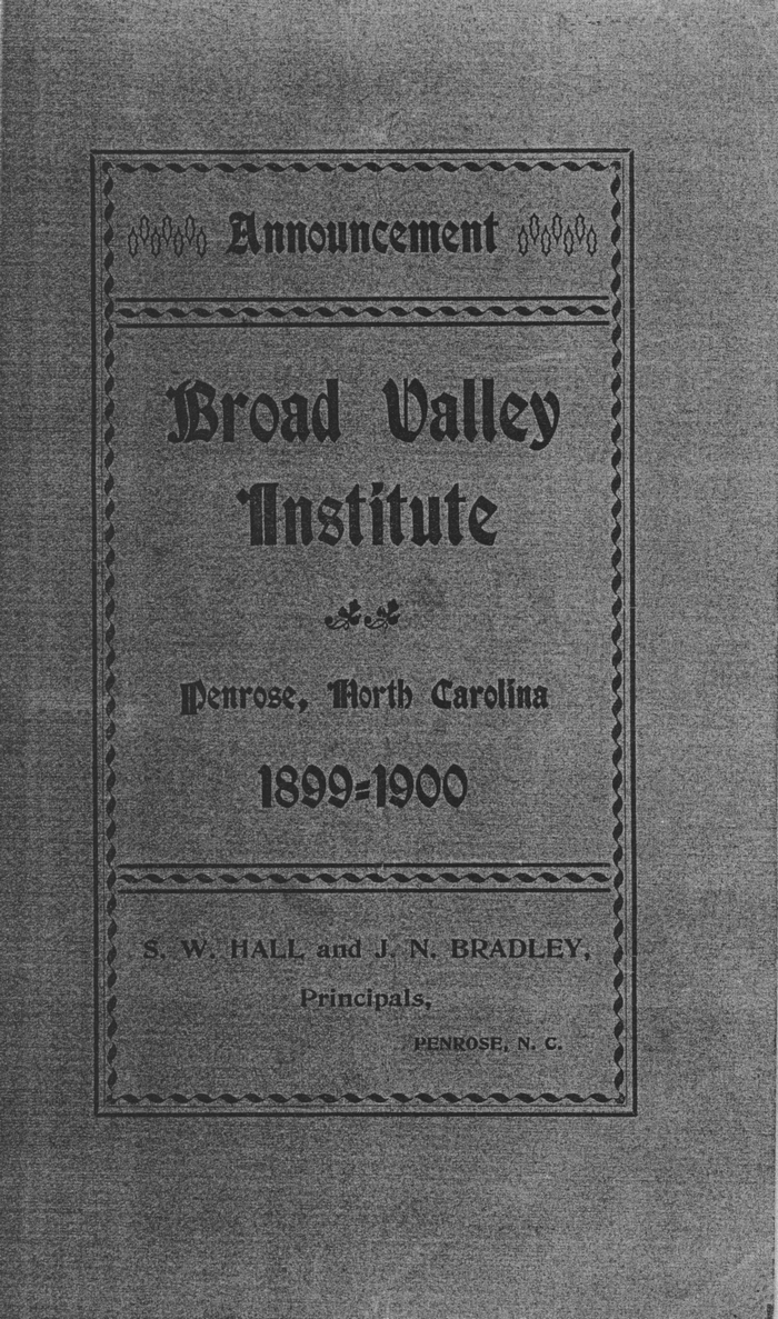 Broad Valley Institute Announcement Front Cover