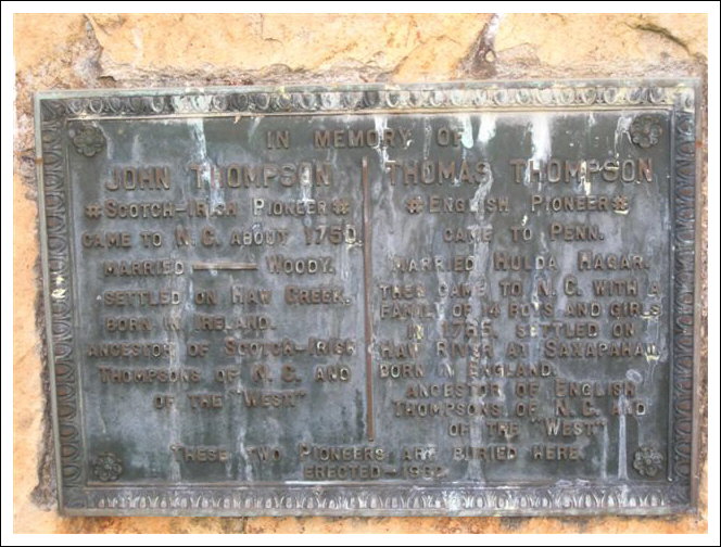 Thompson Family Cemetery Plaque