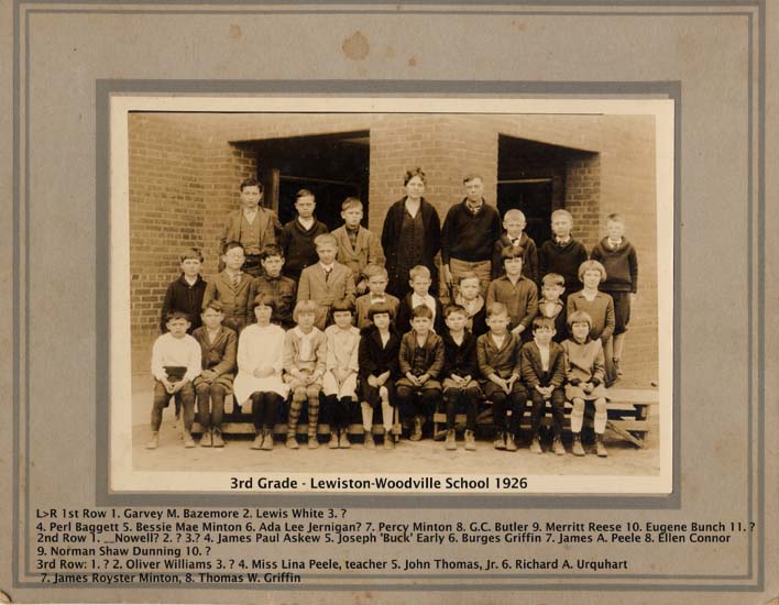 Lewiston-Woodville 1926 3rd grade 