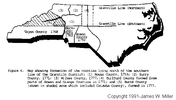Location of present-day Catawba County in 1777
