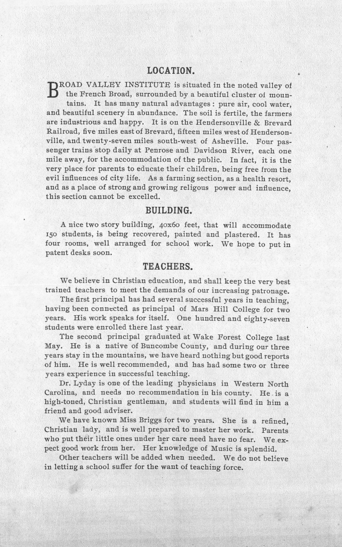 Broad Valley Institute Announcement Pg2