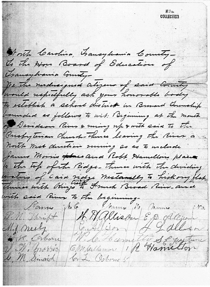 Petition for Davidson River School